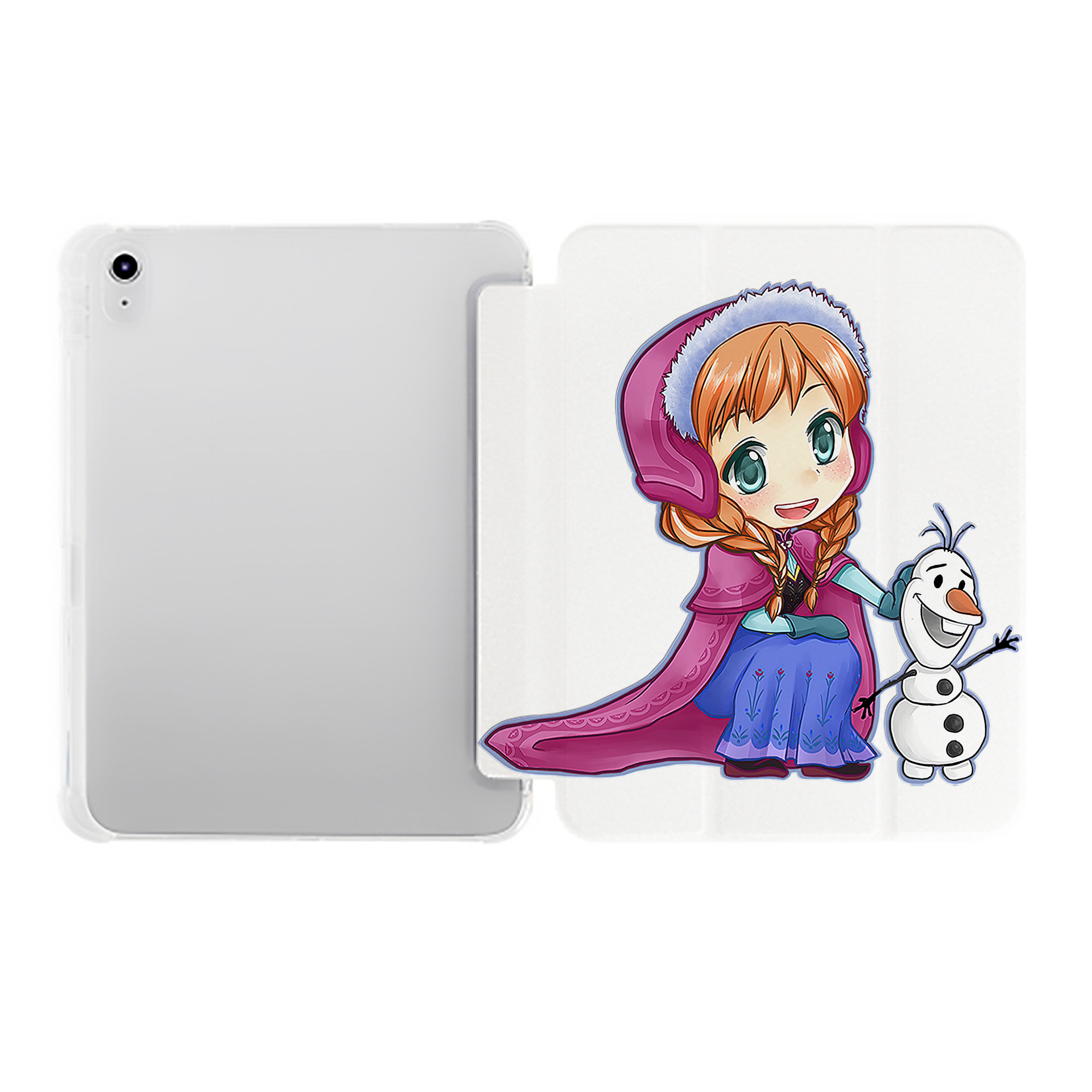 （画像用） アナと雪の女王 アンナ エルサ Frozen Anna Elsa IPad ケース ペン収納付き 三つ折りスタンド PUレザー×シリコン 対応機種9.5/10.5/10.9インチ